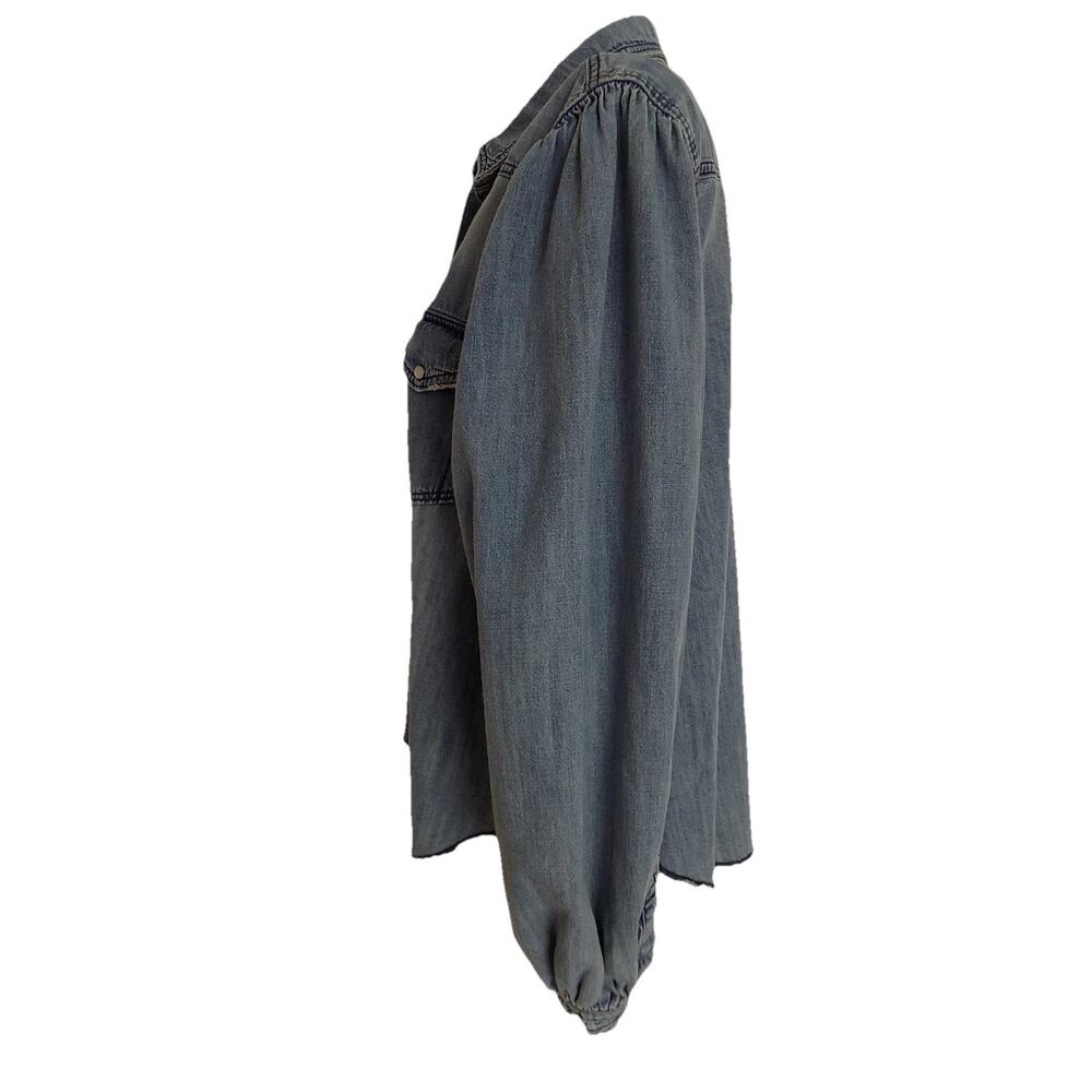 We The Free chambray denim blouse shirt puff sleeve size XL - Picture 4 of 8